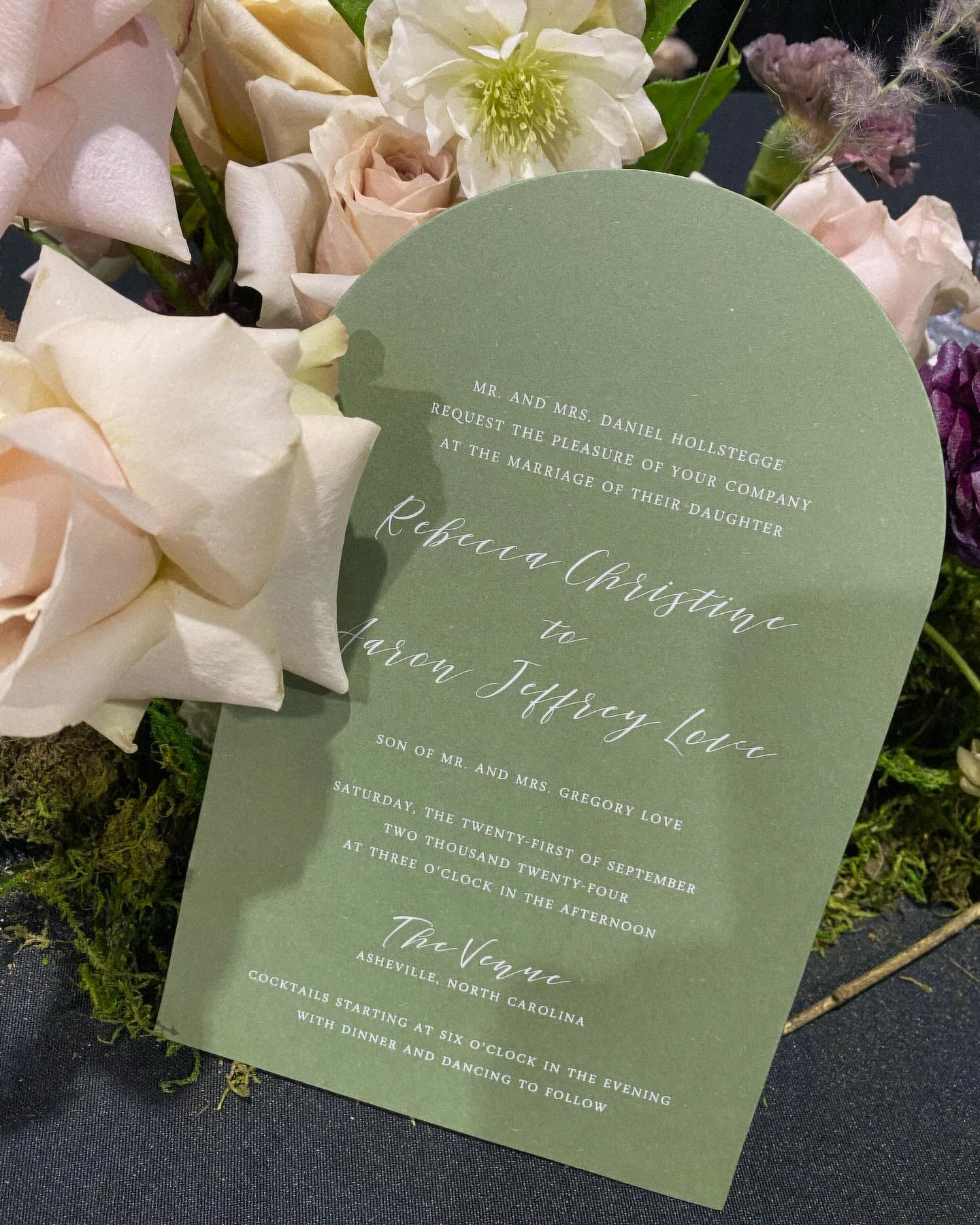 diecut wedding invitation Asheville nc bride cute buttons gift and paper boutique