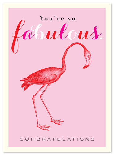 Congratulations Fab Flamingo Card by J Falkner