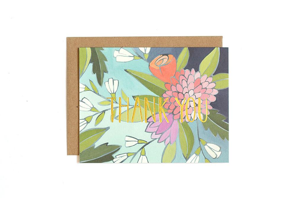 Floral Foil Thank You Card - Cute Buttons Gift and Paper Boutique