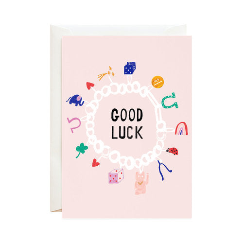 Lucky Cat and Clover - Good Luck Greeting Card