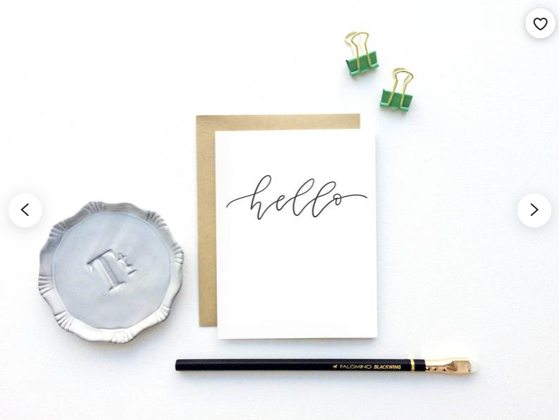 Hello Script Hand lettered Card by Instead of Ashes